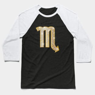 Golden and Diamonds Rhinestones Scorpio Zodiac Sign Baseball T-Shirt